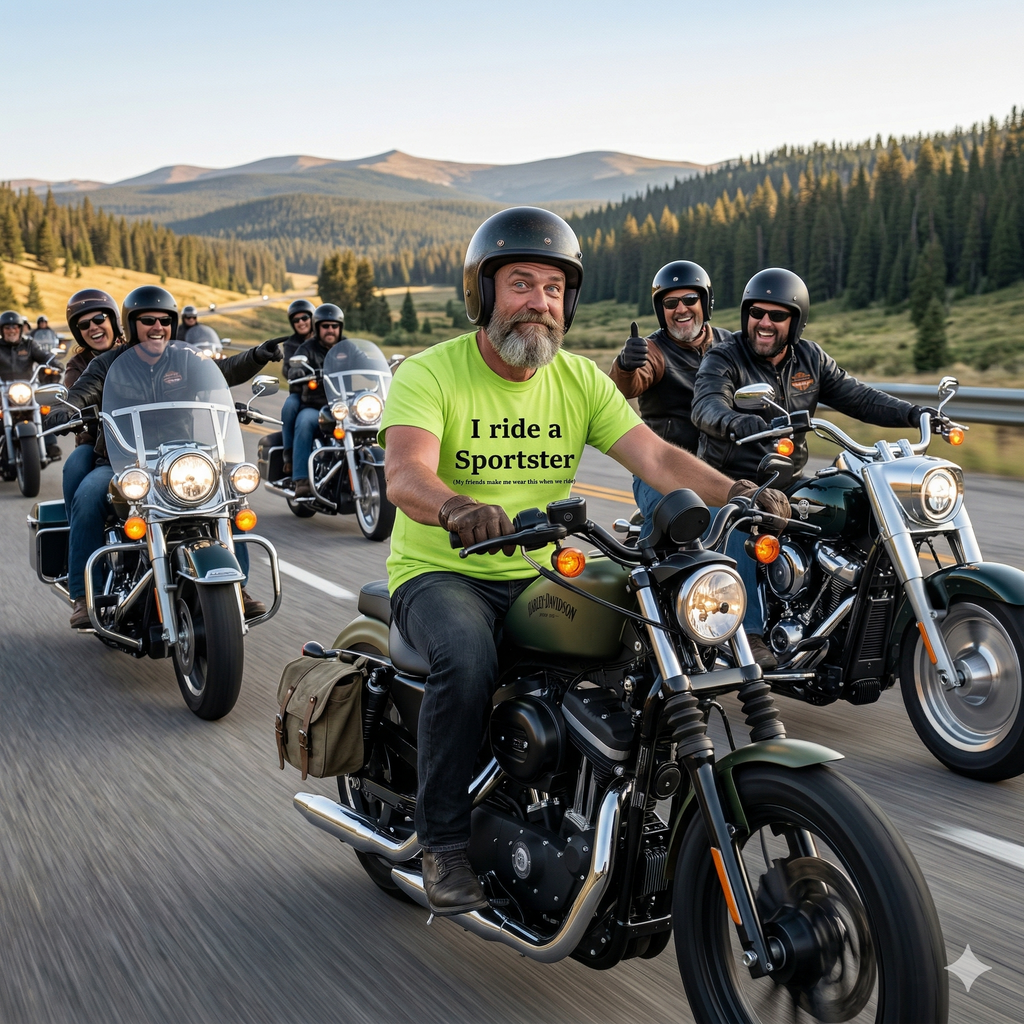 "I Ride a Sportster" Funny Biker T-Shirt | Motorcycle Humor Graphic Tee